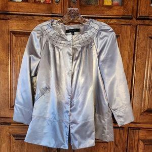 Nine West Silver Satin Jacket Size L